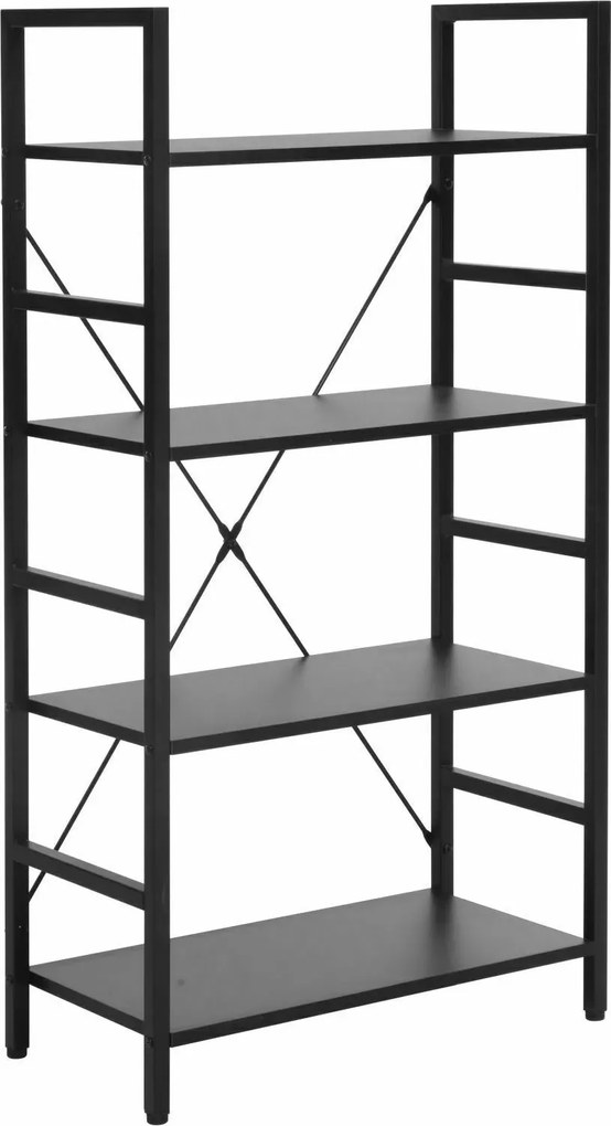 Libreria Loft R4 in metallo e laminato nero – 60x30x115 cm