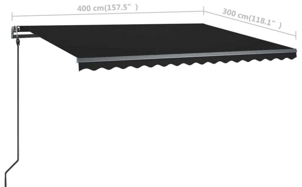 Tenda da Sole Retrattile Manuale con Pali 4x3 m Antracite