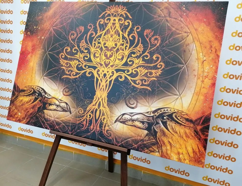 Stampa su tela – Corvi e albero della vita