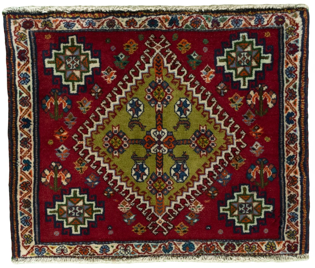 Shiraz Tappeto persiano 70x50 Rosso (Iran) Annodato A Mano