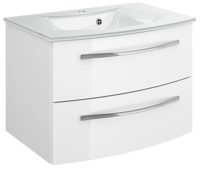 Mobile sottolavabo e lavabo Image bianco lucido L 70 x H 48 x P 48 cm 1 vasca 2 cassetti