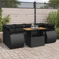 Set Divani da Giardino con Cuscini 7pz Nero Polyrattan 3327226