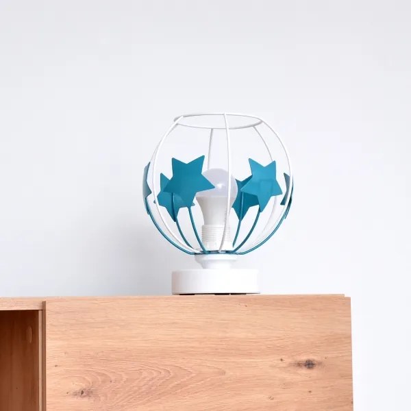 Lampada da tavolo per bambini STARS 1xE27/15W/230V turchese/bianco