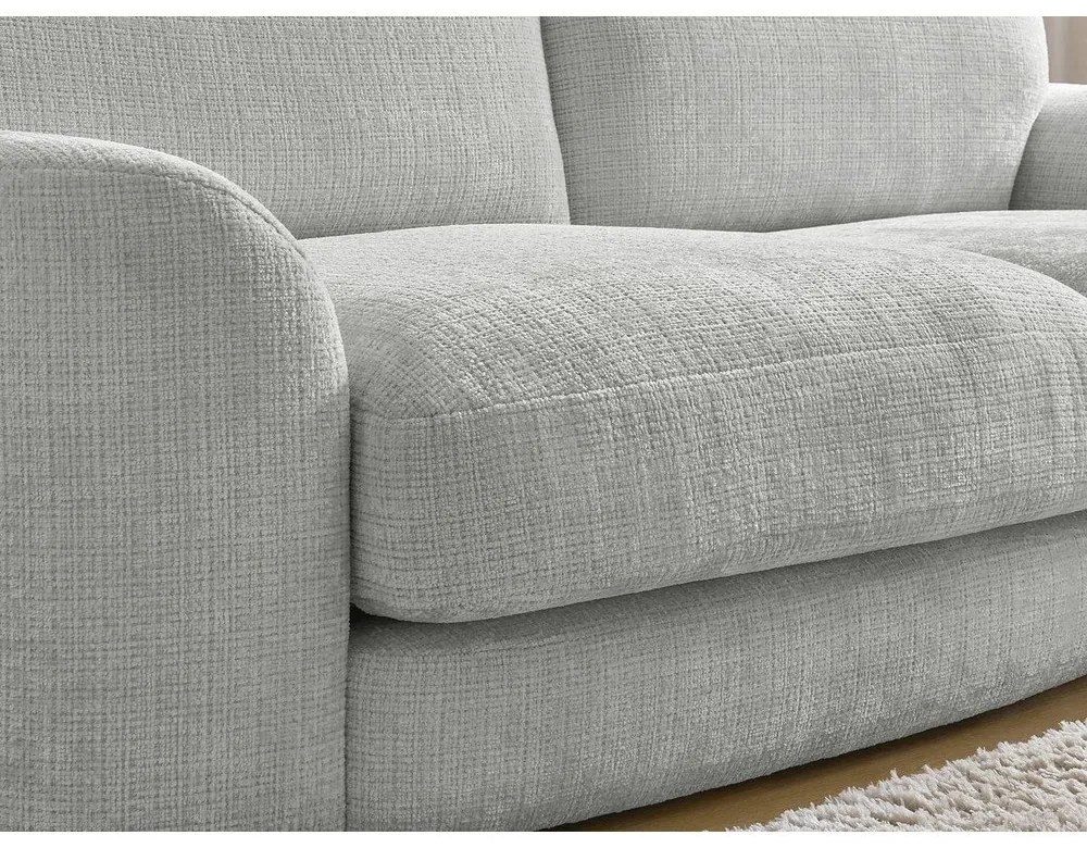 Divano angolare grigio chiaro (con penisola a destra/con chaise lounge) con rivestimento in ciniglia Leonore – Bobochic Paris