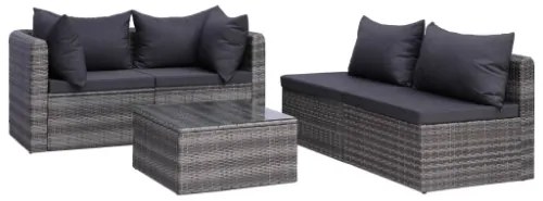 Set Divani da Giardino 9 pz con Cuscini in Polyrattan Grigio