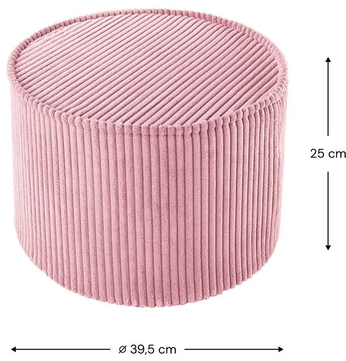 Pouf per bambini rosa con rivestimento in velluto a coste – Wigiwama