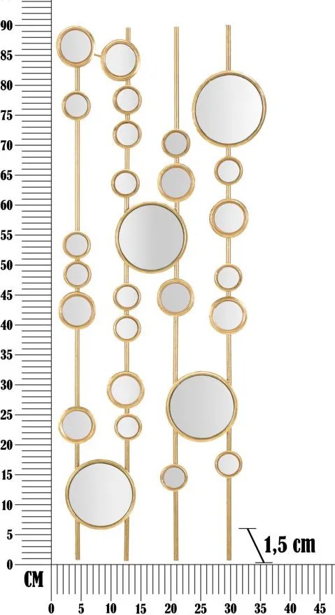 Pannello da Muro Small Mirrors 35,5x1,5x90 cm in Ferro...