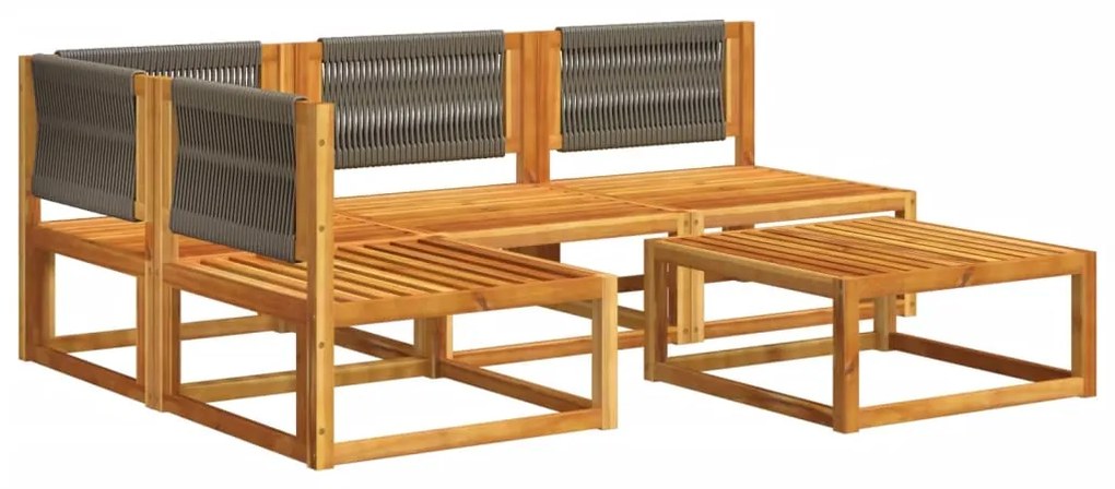 Set divano da giardino 5 pz con cuscini legno massello acacia