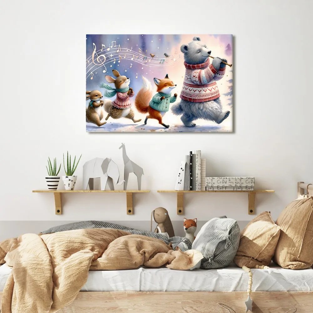 Quadro su tela – Animali che marciano al ritmo della musica