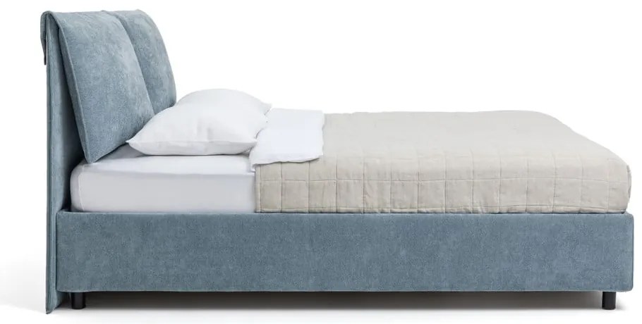 Letto matrimoniale imbottito blu con contenitore e rete inclusi 180x200 cm Myra Pillow – Bonami Selection