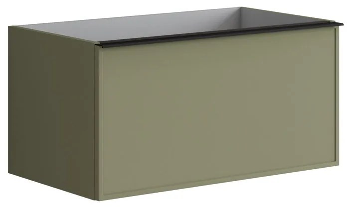 Mobile da bagno sotto lavabo Pixel frame laccato opaco verde salvia e maniglia alluminio nero L 80 x H 40 x P 45.5 cm 2 cassetti, lavabo non incluso