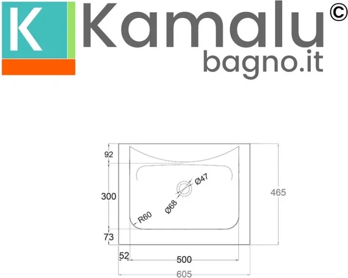Lavabo da incasso per mobili 60.5 cm in keratek nero opaco | KK-6005NEL - KAMALU