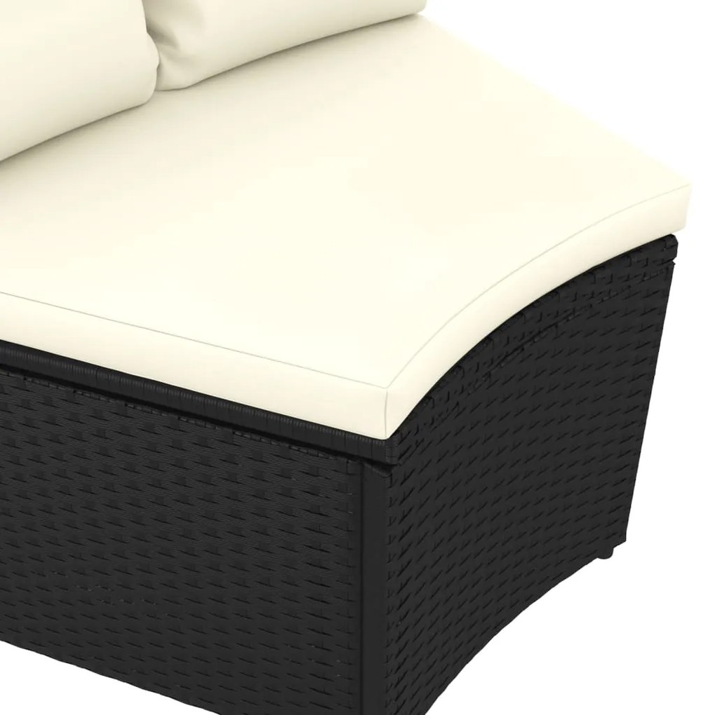 Set Divani da Giardino 4 pz con Cuscini in Polyrattan Nero