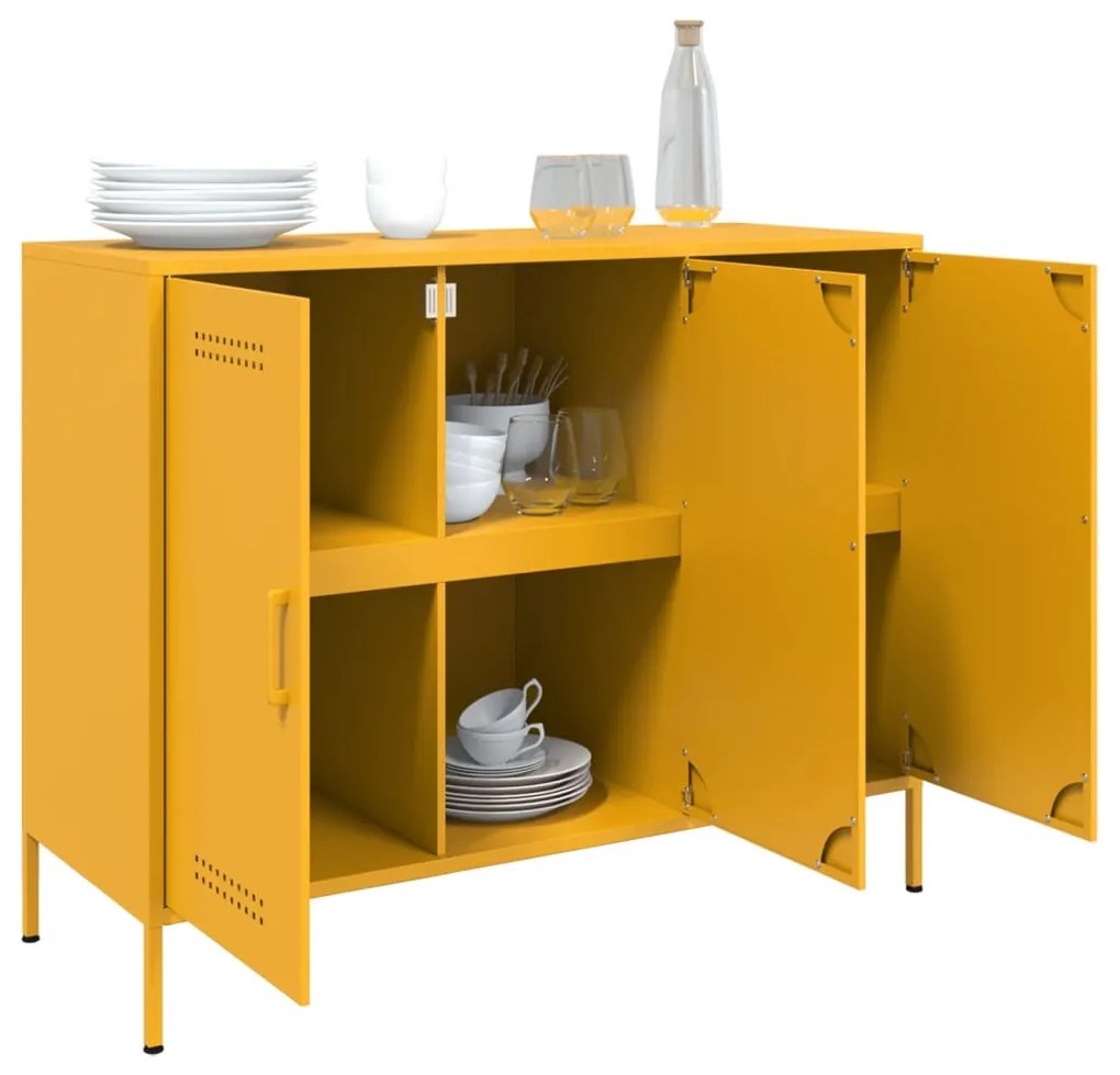 Credenza giallo senape 100,5x39x79 cm acciaio laminato a freddo