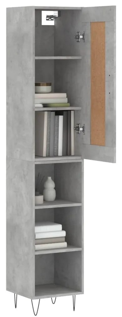 Credenza Grigio Cemento 34,5x34x180 cm in Legno Multistrato