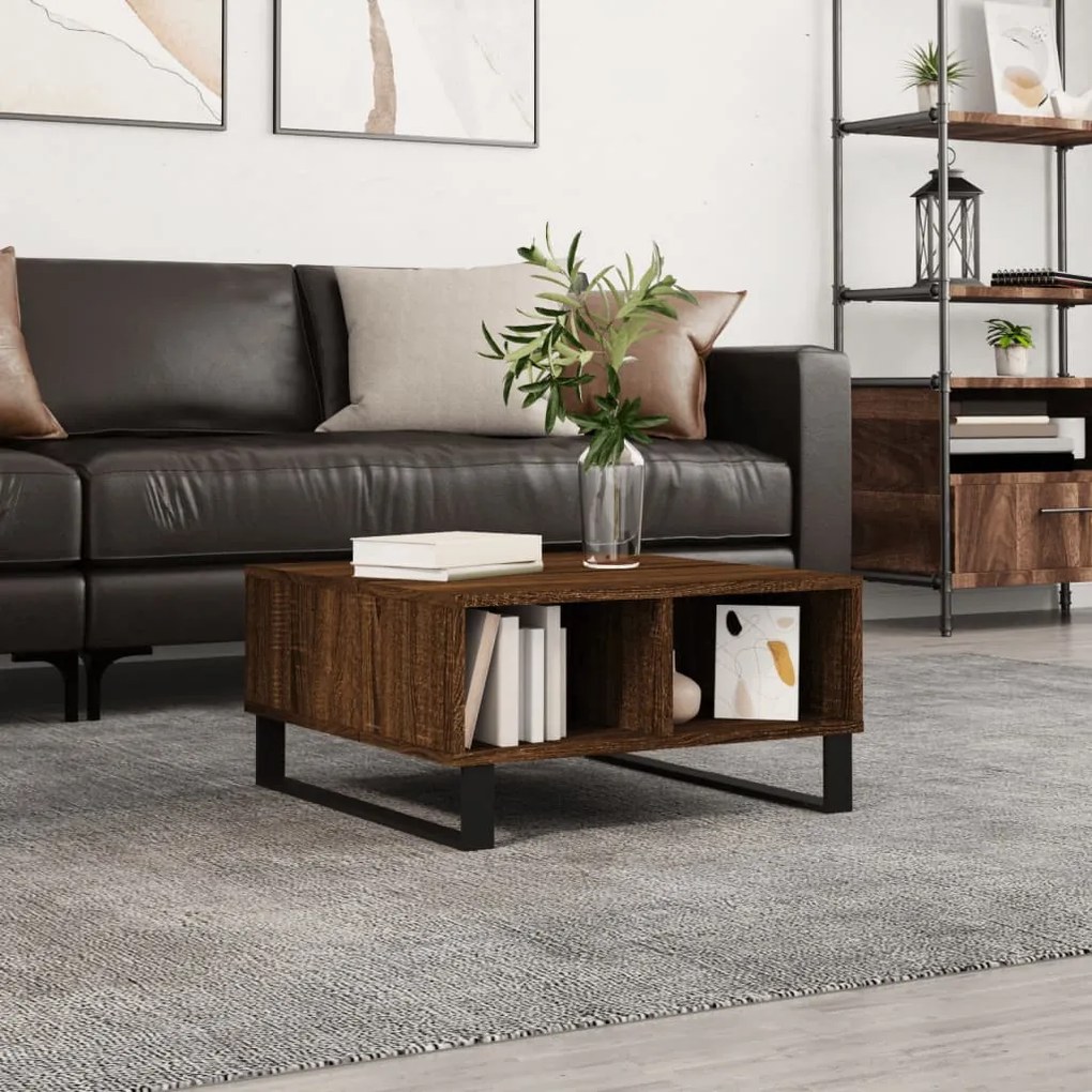 Tavolino Da Salotto Rovere Marrone 60x60x30cm Legno Multistrato /