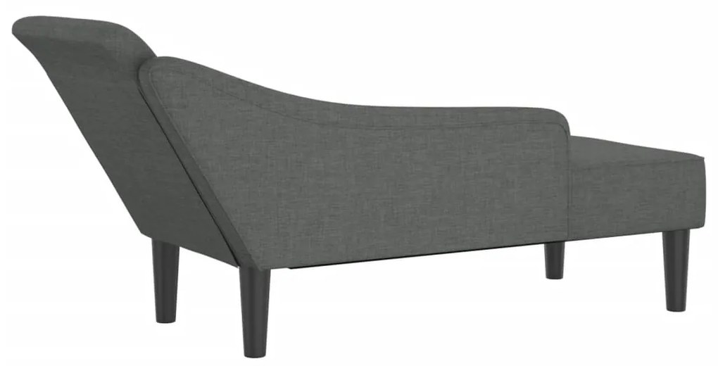 Chaise longue con cuscini grigio scuro in tessuto