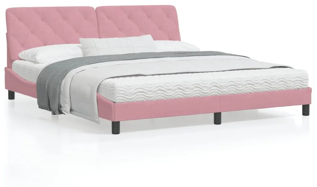 Letto con materasso rosa 180x200 cm in velluto