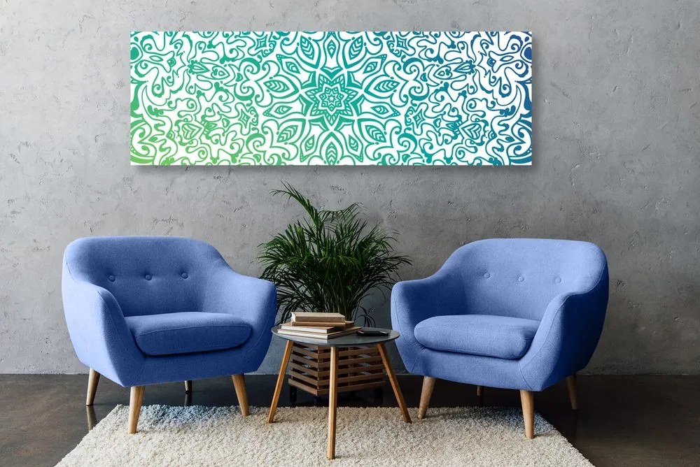 Stampa su tela – Mandala verde acqua