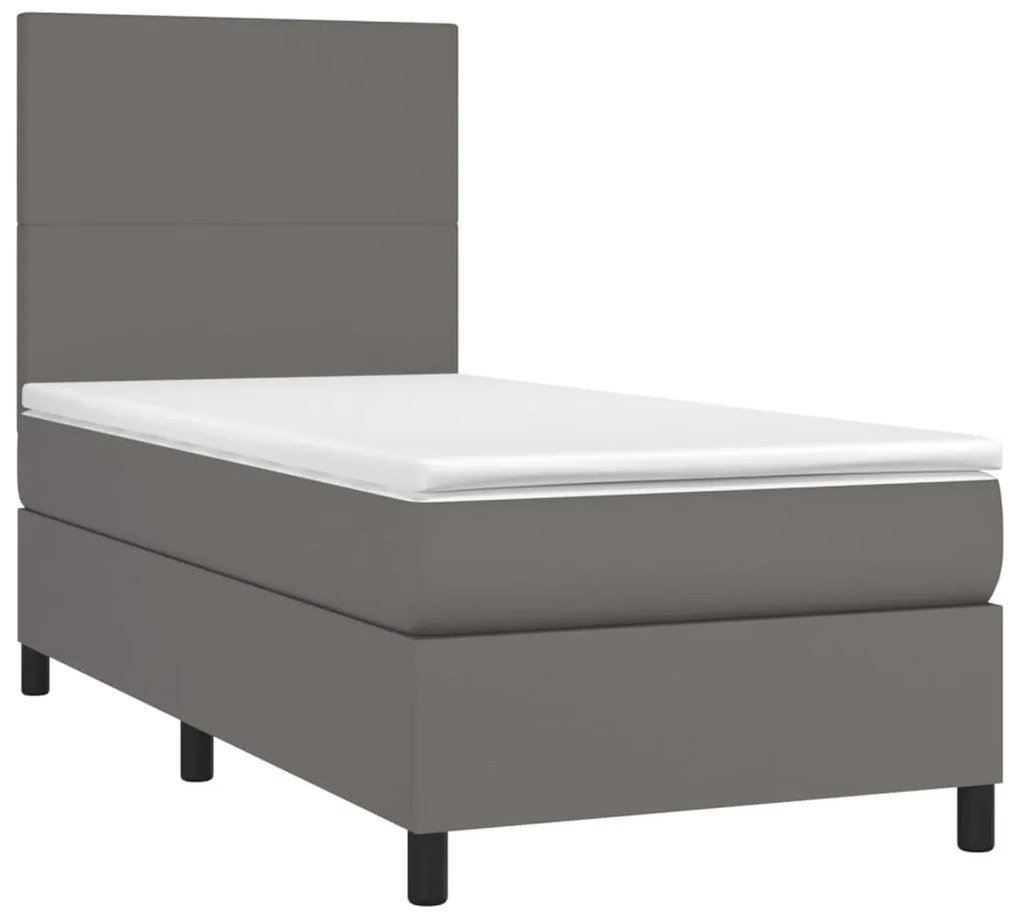 Giroletto a molle con materasso grigio 90x190 cm in similpelle