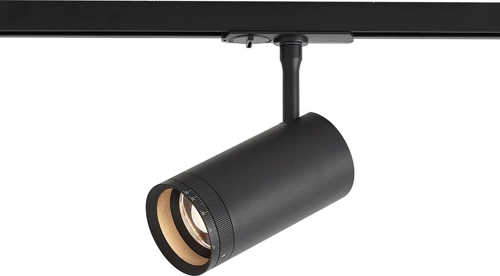 Faretto nero moderno per sistema a binario monofase con LED orientabile e inclinabile - Iconic Zoom