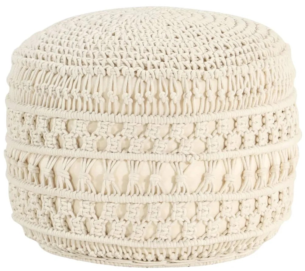 Pouf Lavorato A Mano İn Macramé 45x30 Cm İn Cotone /