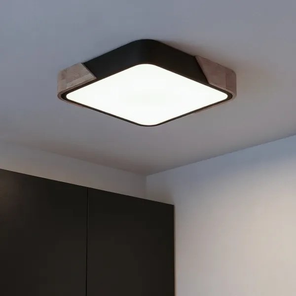 Brilagi - Lampada LED dimmerabile PILANA LED/48W/230V rovere/nero 42x42 cm + telecomando