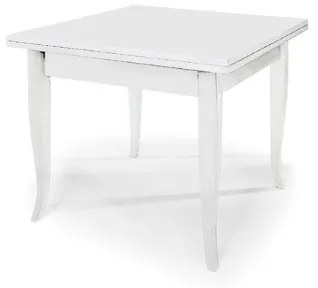 Tavolo in legno classico a libro laccato BIANCO misura 100x100 SMALL