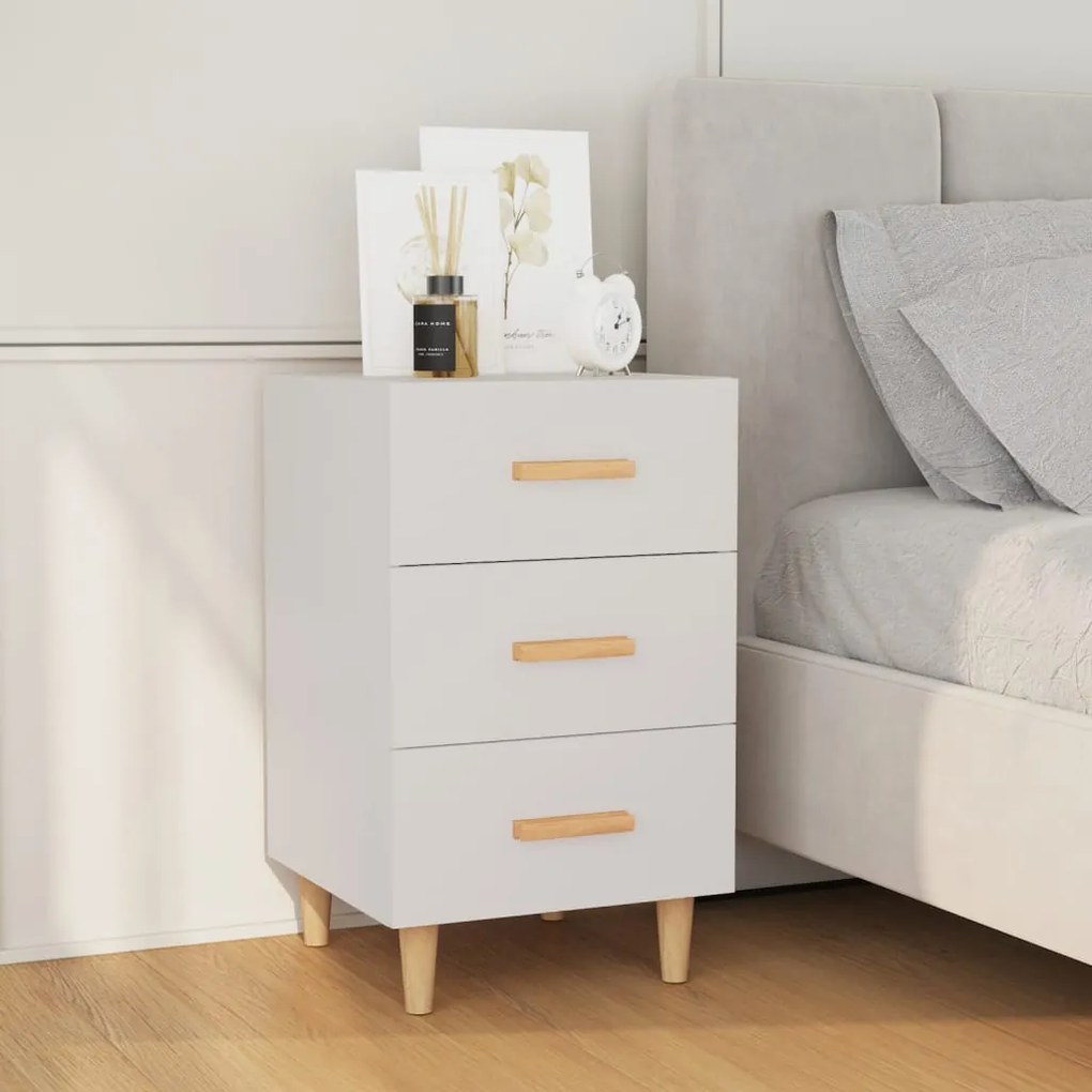 Comodino Bianco 40x40x66 Cm İn Legno Multistrato /