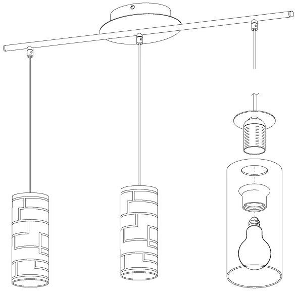 Eglo 92563 - Lampada a sospensione BAYMAN 3xE27/60W/230V