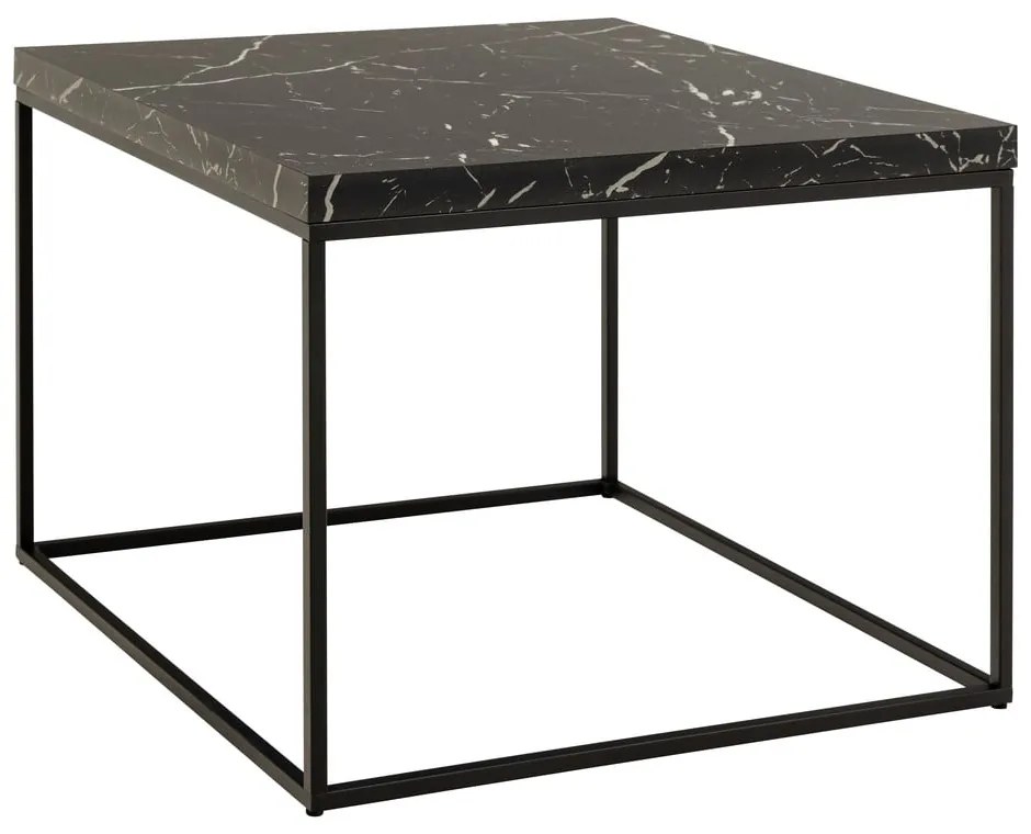 Tavolino nero con piano in marmo 60x60 cm Barossa - Actona