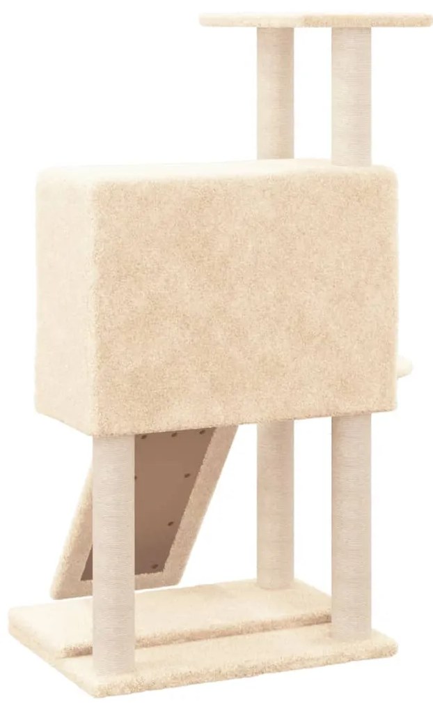 Albero per gatti con tiragraffi in sisal crema 96 cm