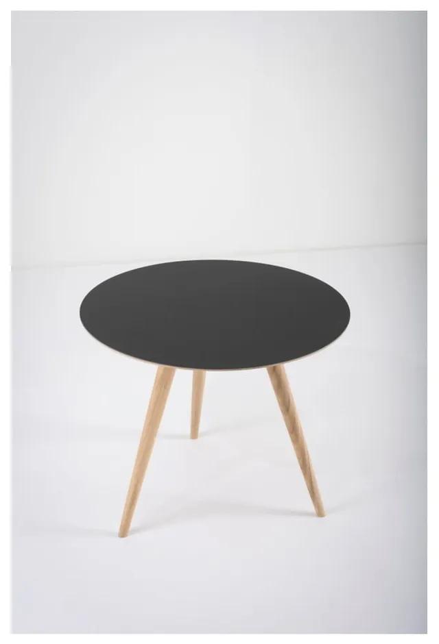 Tavolino in legno di quercia con piano nero , ⌀ 55 cm Arp - Gazzda