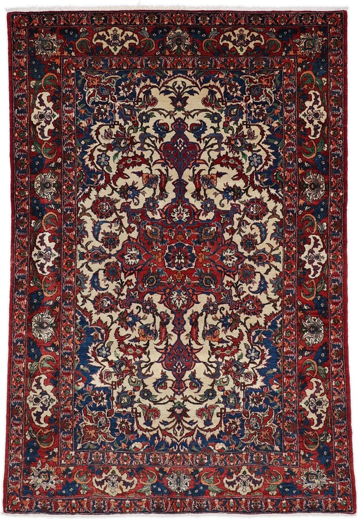 Isfahan Tappeto 220 x 150 (Iran) Annodato A Mano