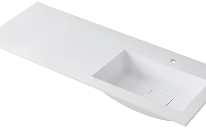 Lavabo a incasso rettangolare vasca a destra L 120.5 x H 15 x P 46 cm in resina bianco opaco