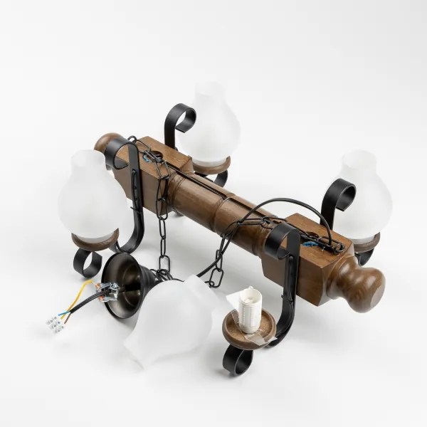 Brilagi - Lampadario a sospensione con catena RUSTIC 4xE14/40W/230V faggio/noce