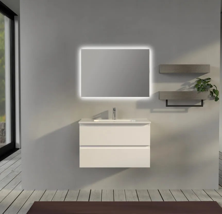 Mobile da bagno sospeso 80 cm Bianco opaco - Sofia