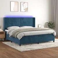 Letto a Molle con Materasso e LED Blu Scuro 200x200 cm 3139647