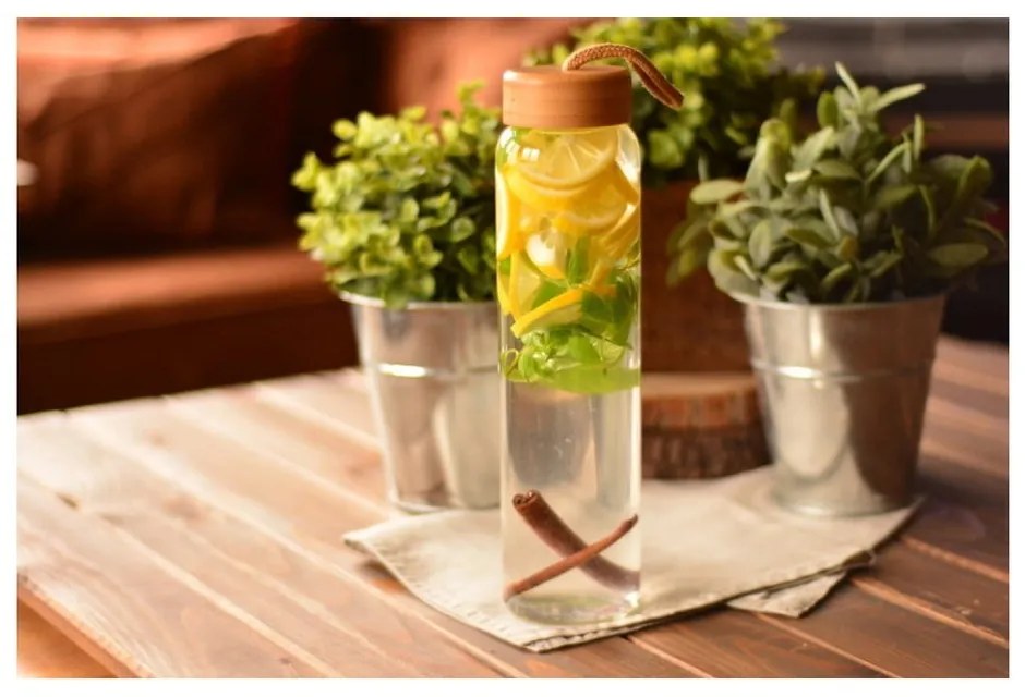 Bottiglia in vetro con tappo in bambù, 500 ml Diem - Bambum