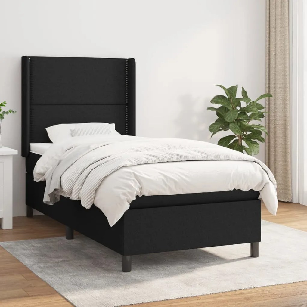 Giroletto A Molle Con Materasso Nero 100x200 Cm İn Tessuto /