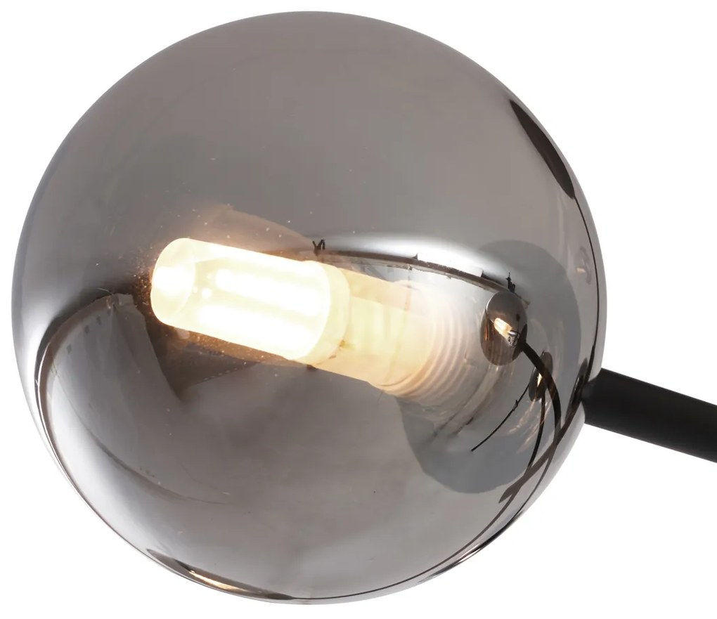 Lampada da soffitto moderna nera con vetro fumé 6 luci - Ryan