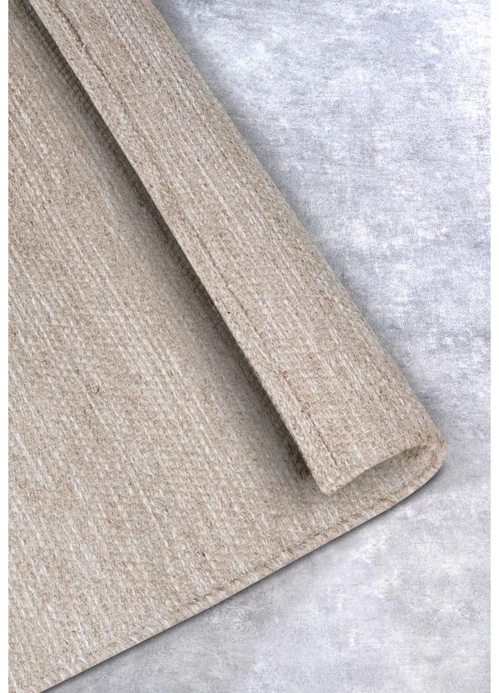 Passatoia beige tessuta a mano in misto lana 80x200 cm Pradesh Linen White - Elle Decoration