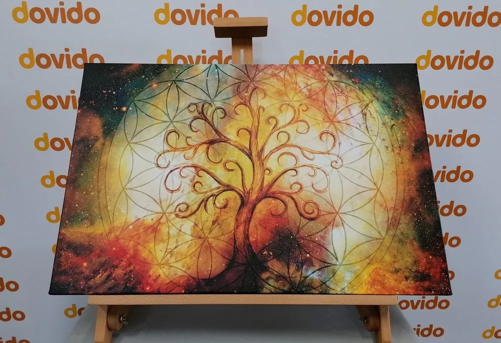 Stampa su tela – Albero con fiore della vita