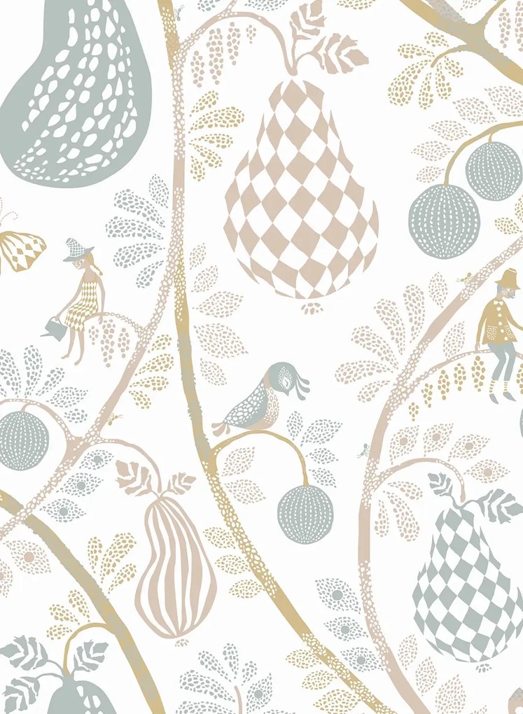 Littlephant Carta da parati Fruit Garden - White/ Pastel