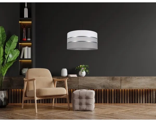 Lampadario su corda CORAL 1xE27/60W/230V d. 40 cm bianco/grigio