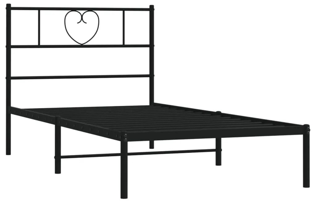 Giroletto con testiera in metallo nero 90x200 cm