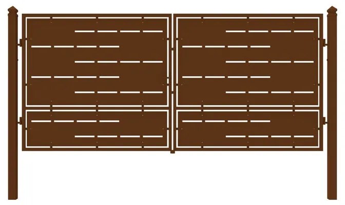 Cancello con serratura manuale Privacy in ferro, apertura centrale, L 408.5 x H 180 cm, di colore ruggine
