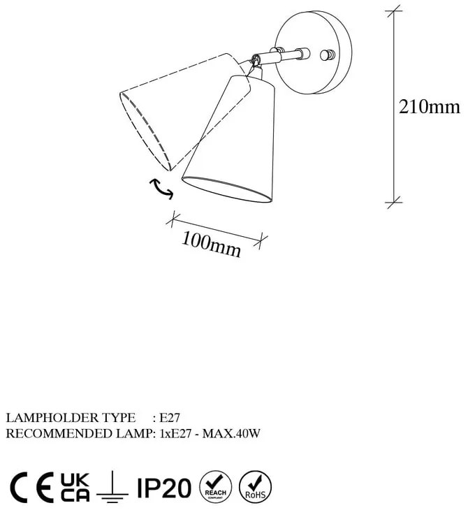 Lampada da parete in nero e oro ø 10 cm Evander - Opviq lights