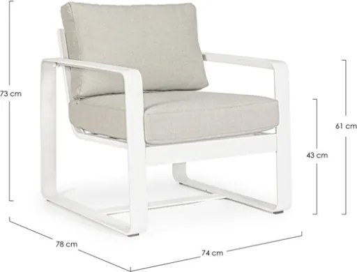 Salotto Da Esterno In Alluminio Divano 3 Posti 2 Poltrone Con Tavolino Merrigan Bianco Bizzotto