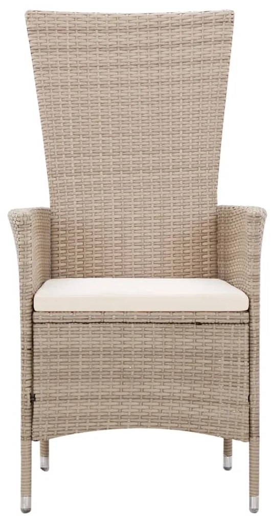 Set da pranzo da giardino 7 pz con cuscini in polyrattan beige